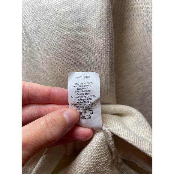 J. Crew Rhinestone Jewel Neckline Holiday Heathered Cream Sweatshirt 100% Cotton - Picture 12 of 12